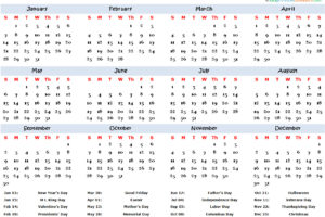 2018 Calendar Holidays, 2018 Calendar Holidays List, 2018 Calendar with Holidays
