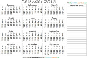 2018 Pocket Calendar