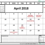 April 2018 Calendar Editable