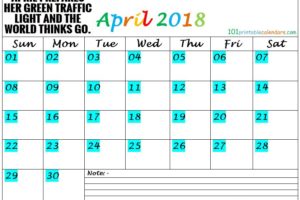April 2018 Calendar Tumblr