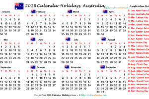 Australia Public Holidays 2018