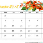 Floral December 2018 Calendar