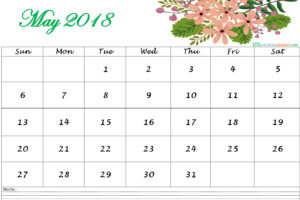 Floral May 2018 Calendar