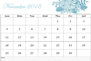 Floral November 2018 Calendar