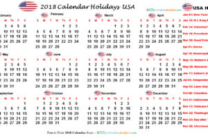 US Holiday Calendar 2018, US Federal Holidays 2018, US Holidays 2018