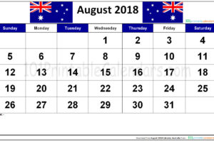 August 2018 Calendar Australia