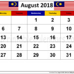 August 2018 Calendar Malaysia