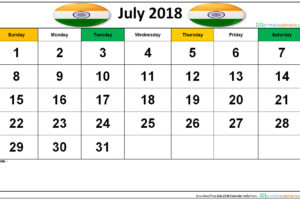 July 2018 Calendar India