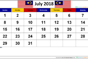 July 2018 Calendar Malaysia