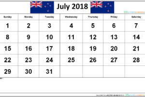 July 2018 Calendar NZ