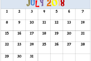 July 2018 Editable Calendar
