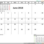 June 2018 Calendar Editable