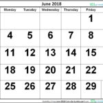 June 2018 Calendar Landscape
