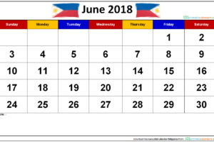 June 2018 Calendar Philippines