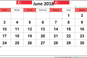 June 2018 Calendar Singapore