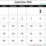 September Calendar 2018