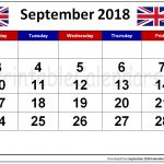 September 2018 Calendar UK