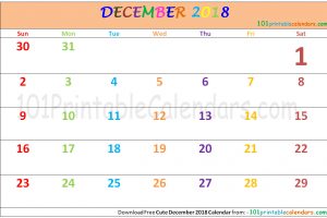 Cute December 2018 Calendar
