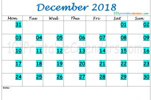 December 2018 Calendar Tumblr
