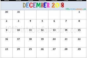 December 2018 Editable Calendar