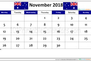 November 2018 Calendar Australia