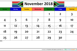 November 2018 Calendar South Africa