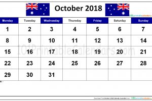 October 2018 Calendar Australia
