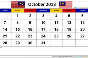 October 2018 Calendar Malaysia