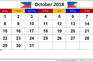 October 2018 Calendar Philippines