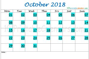 October 2018 Calendar Tumblr