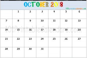 October 2018 Editable Calendar
