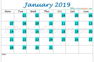 January 2019 Calendar Tumblr