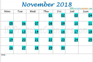November 2018 Calendar Tumblr