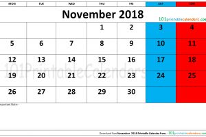 November 2018 Printable Calendar