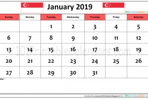 January 2019 Calendar Singapore