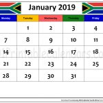January 2019 Calendar South Africa
