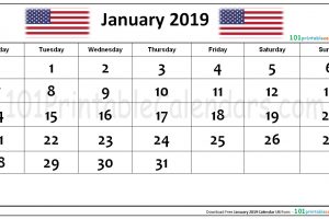 January 2019 Calendar US