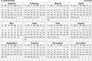 2019 Calendar Template