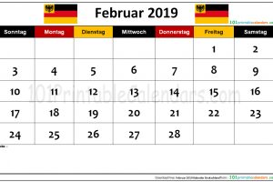 Februar 2019 Kalender Deutschland