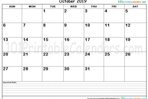 October 2019 Calendar