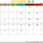 October 2019 Calendar Editable