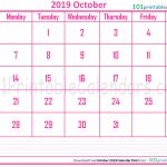 October 2019 Calendar Pink