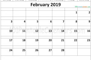 February 2019 Calendar Blank