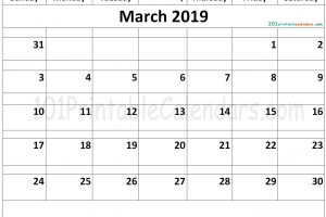 March 2019 Calendar Blank