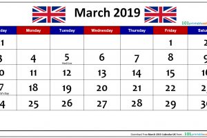 March 2019 Calendar UK