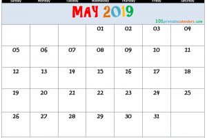 May 2019 Editable Calendar