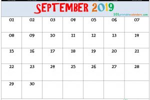 September 2019 Editable Calendar