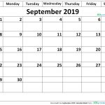 September 2019 Calendar Blank