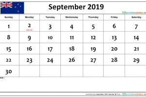 September 2019 Calendar NZ