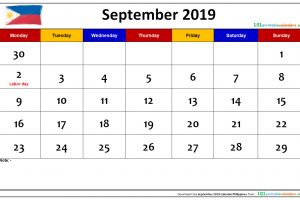 September 2019 Calendar Philippines